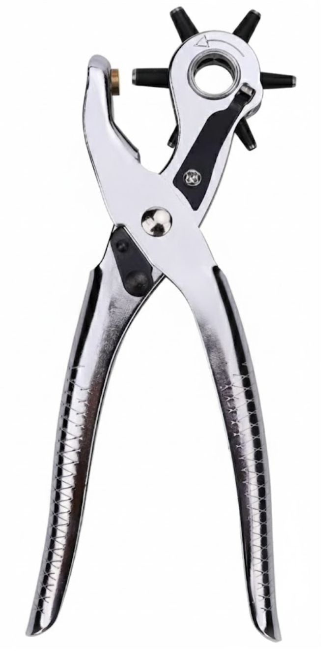   Leather Rotary Punch Pliers Set for Different Hole Sizes Silver, PINZA FUSTELLATRICE REVOL.220MM