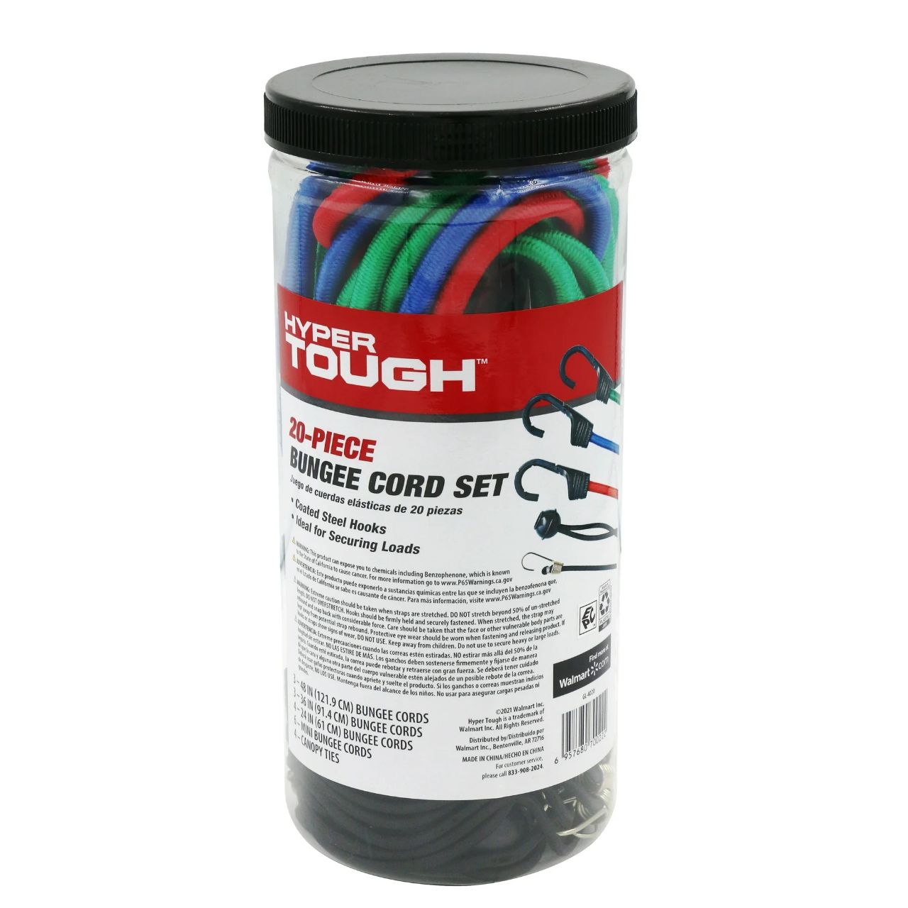 20 Pieces Bungee Cord Set, Plastic Jar
