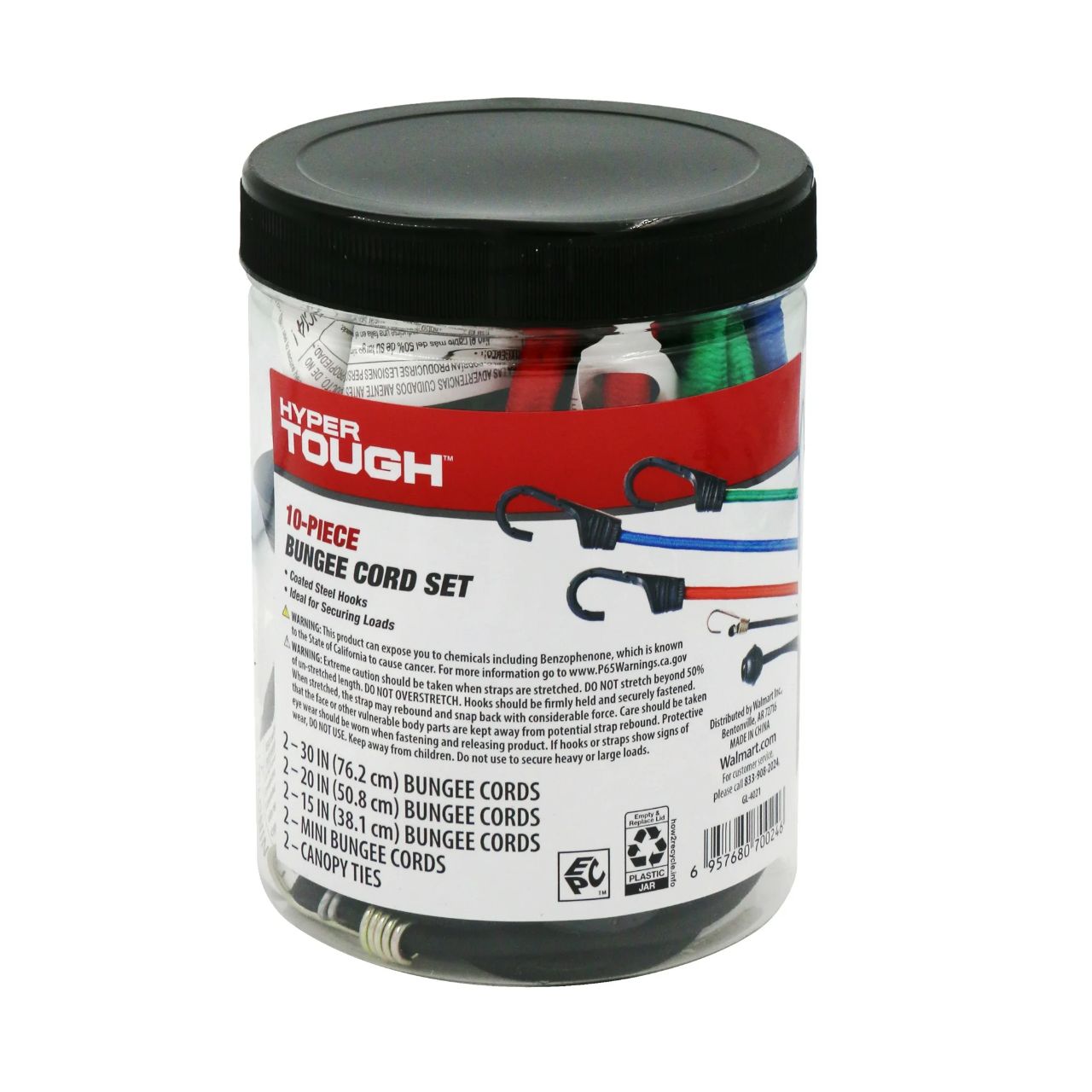 10-piece bungee cord set.