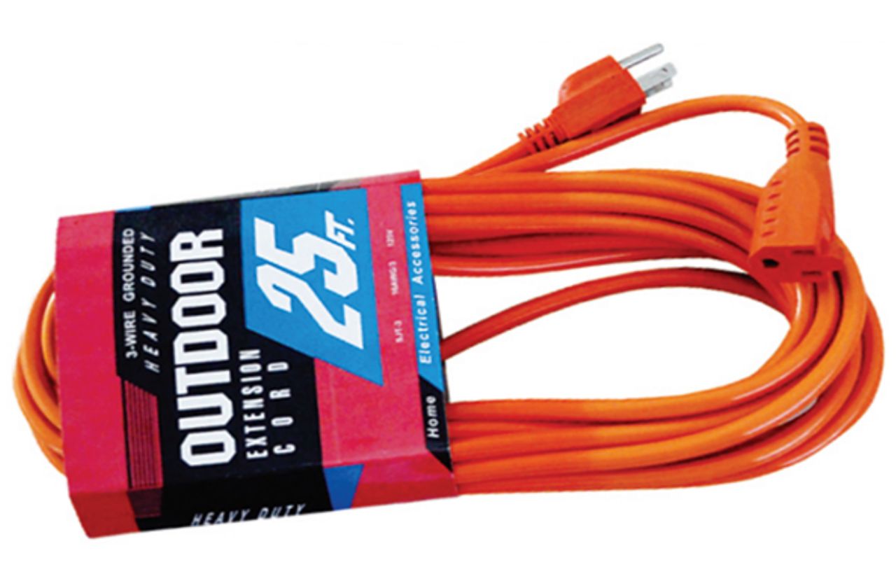 25ft Outdoor extension cord, waterproof orange 16 awg, flexible long cord for home or office use, ul listed