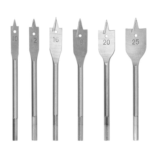 Flat Drill Bits Set,6PCS Spade Drill Bit Woodworking Hole Opener Flat Boring Bit Set Rugged and Tough