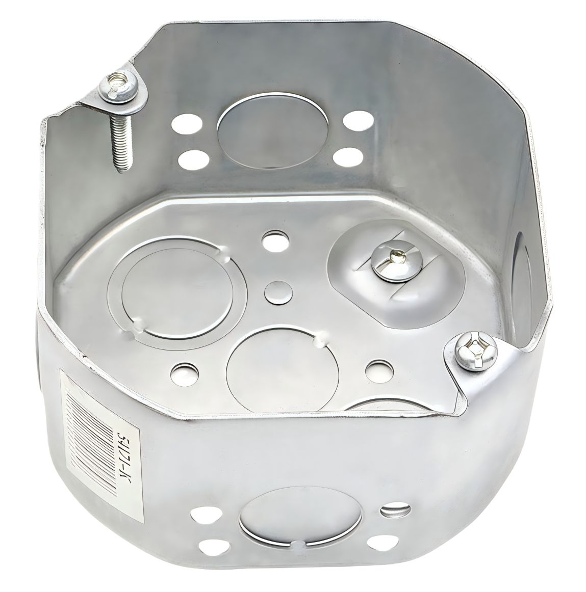 Material:Galvanized Steel,4" Octagonal Boxes,raisedground screw,Concentric knockouts,4*1/2" sides KOS,4* 1/2" bottom KOS,2*3/4"sides KOS,2*3/4" bottom 54171-K