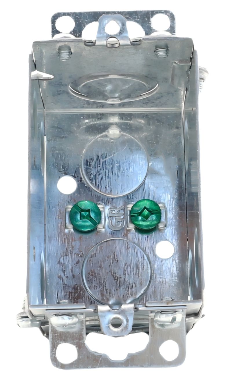 Material: Galvanized Steel, Gangable Device Boxes With Recessed ears, Concentric knockouts 21/2" ends KOS, 21/2" bottom KOS, 2*3/4" ends KOS 1104-K