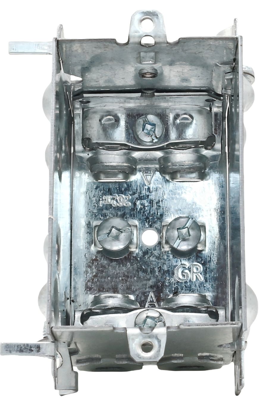 Material: Galvanized Steel, Gangable Device Boxes. Positioning tabs. Provision for external nailing.