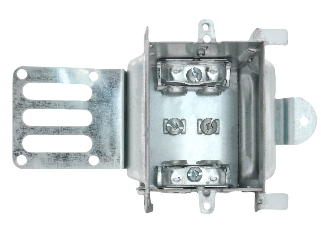 Material: Galvanized Steel, Gangable Steel Stud Boxes With BX Clamps, “SSX” Brackets