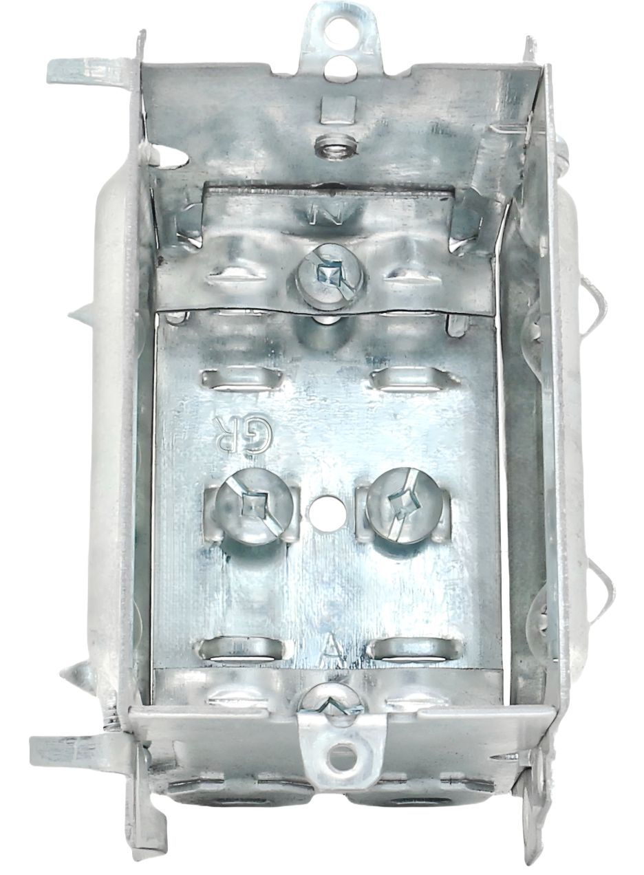 Material: Galvanized Steel, Gangable Device Boxes, P. Tabs, Provision for external nailing.