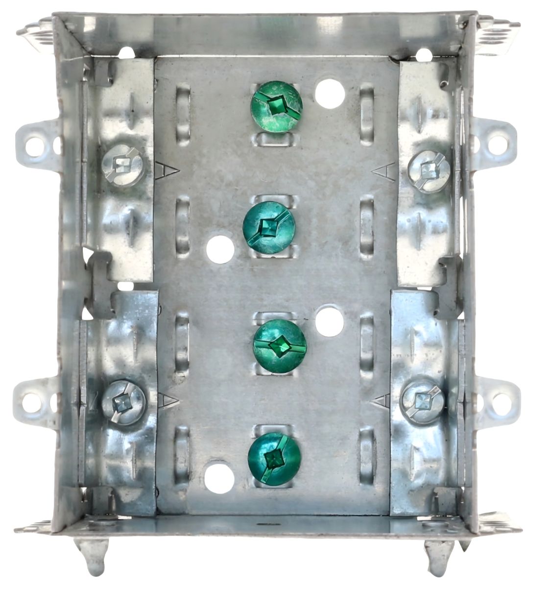 Material: Galvanized Steel, 2-Gang Non-Gangable Device Boxes, P. Tabs