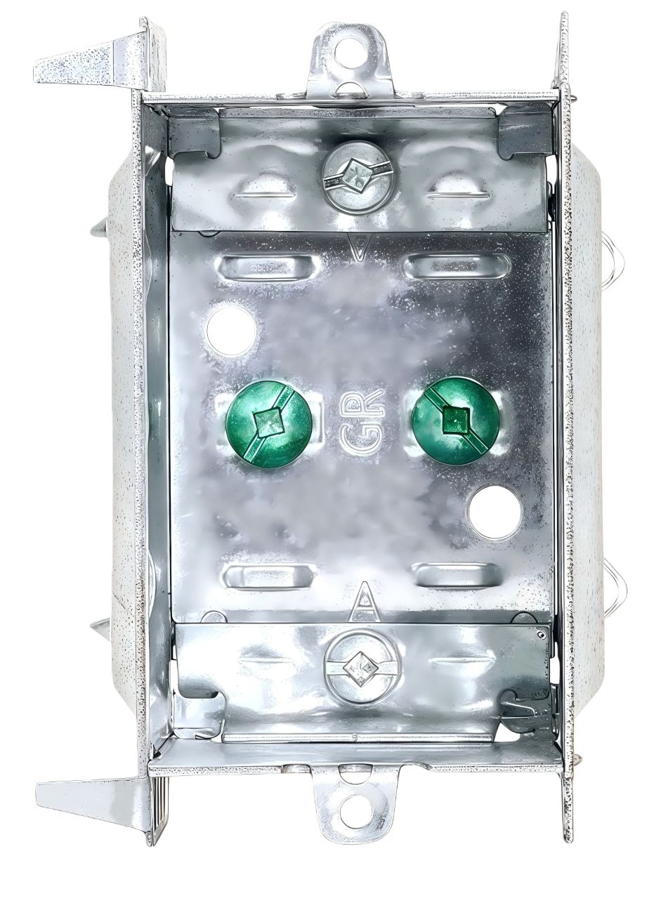 Material: Galvanized Steel, 1-Gang Non-Gangable Device Boxes, P. Tabs, external nailing