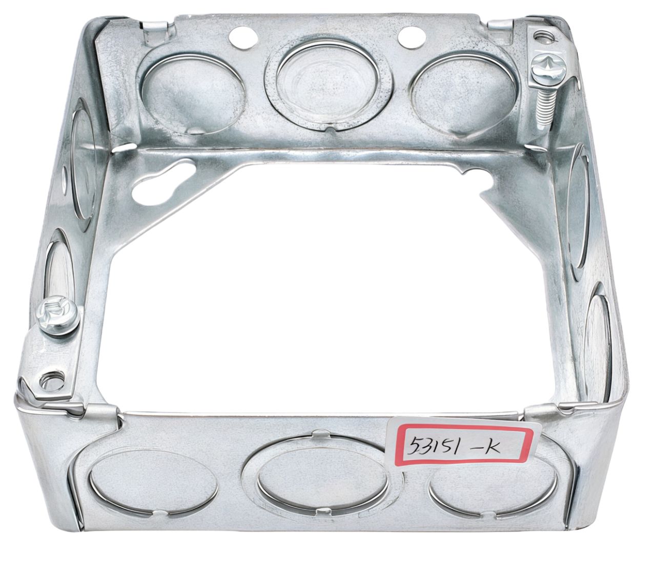 Material: Galvanized Steel, 4” Square Shallow Extension Rings, 101/2” sides KOS, 63/4” sides KOS