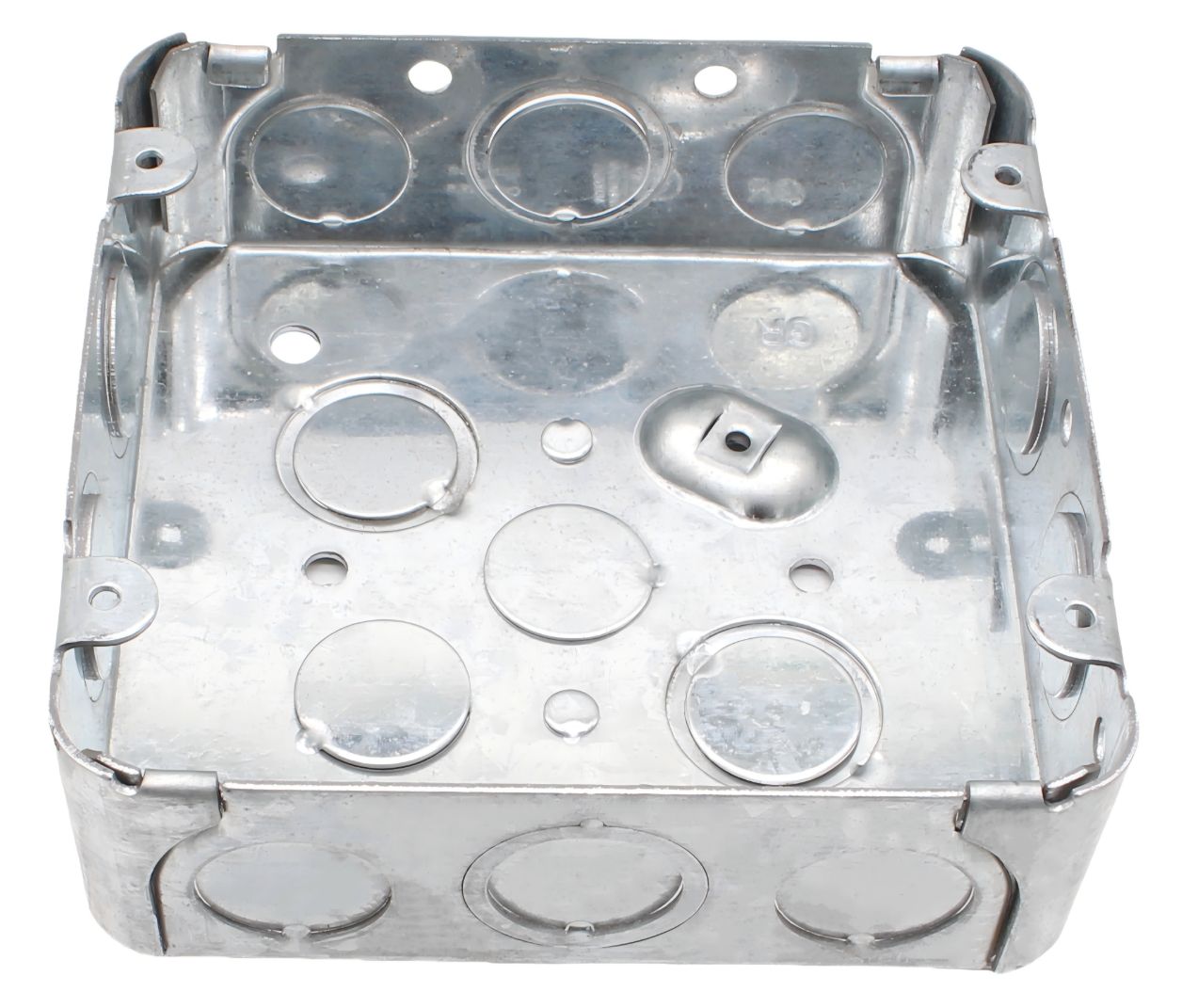 Material: Galvanized Steel, 4-11/16” Square Boxes, raised ground screw, Concentric knockouts, 101/2” sides KOS, 41/2” bottom KOS, 63/4” sides KOS, 23/4” bottom KOS