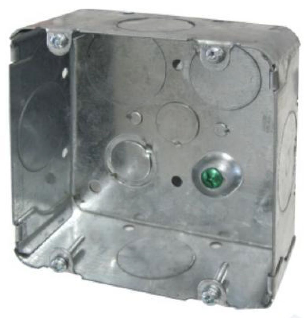 Material: Galvanized Steel, 4-11/16” Square Boxes, raised ground screw, Concentric knockouts, 21-1/2" 21" sides KOS, 11-1/2" 11", 21/2" / 21/2" bottom KOS