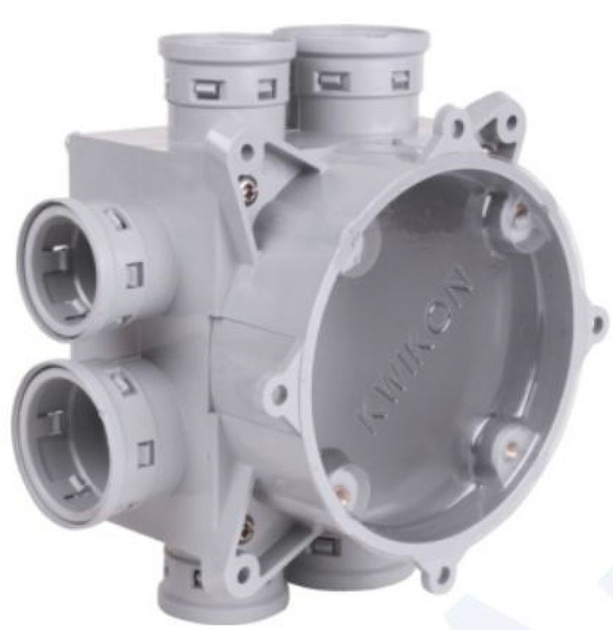 4X1 In. 4X3/4 In. PVC Slab Box Grey With Molded Connectors