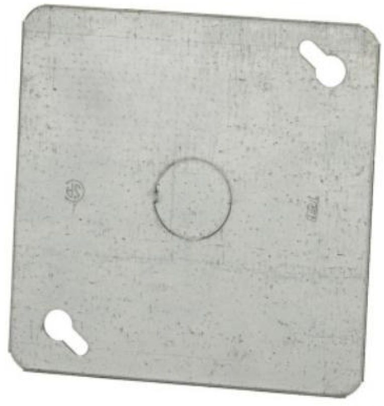 Material: Galvanized Steel, 4” Square Flat Covers, 1/2” conduit knockout.