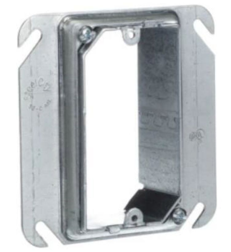Material: Galvanized Steel, 4” Square Single Device Square Cornered Tile Covers - Adjustable.