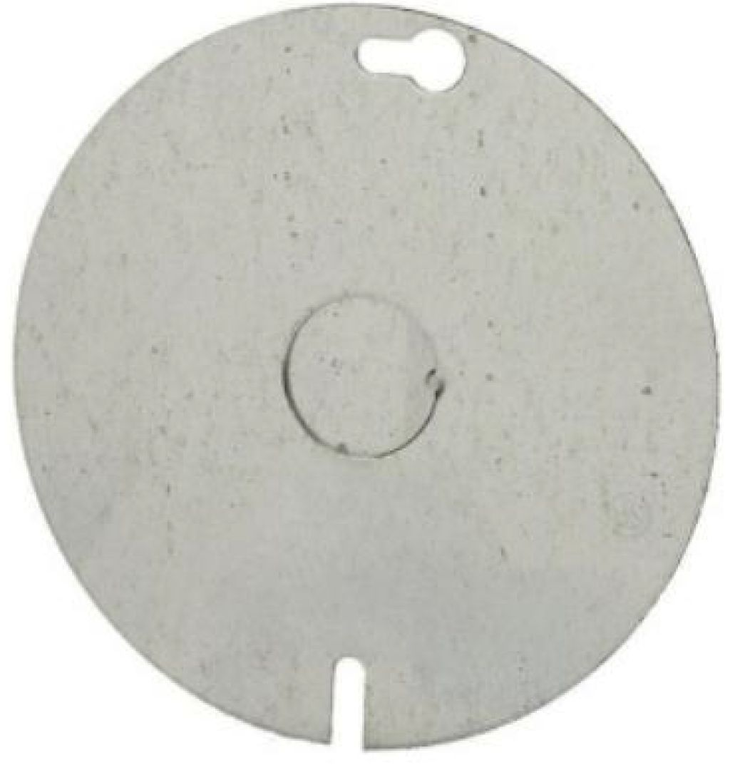 Material: Galvanized Steel, 4” Round Covers, Flat with 1/2” conduit knockout