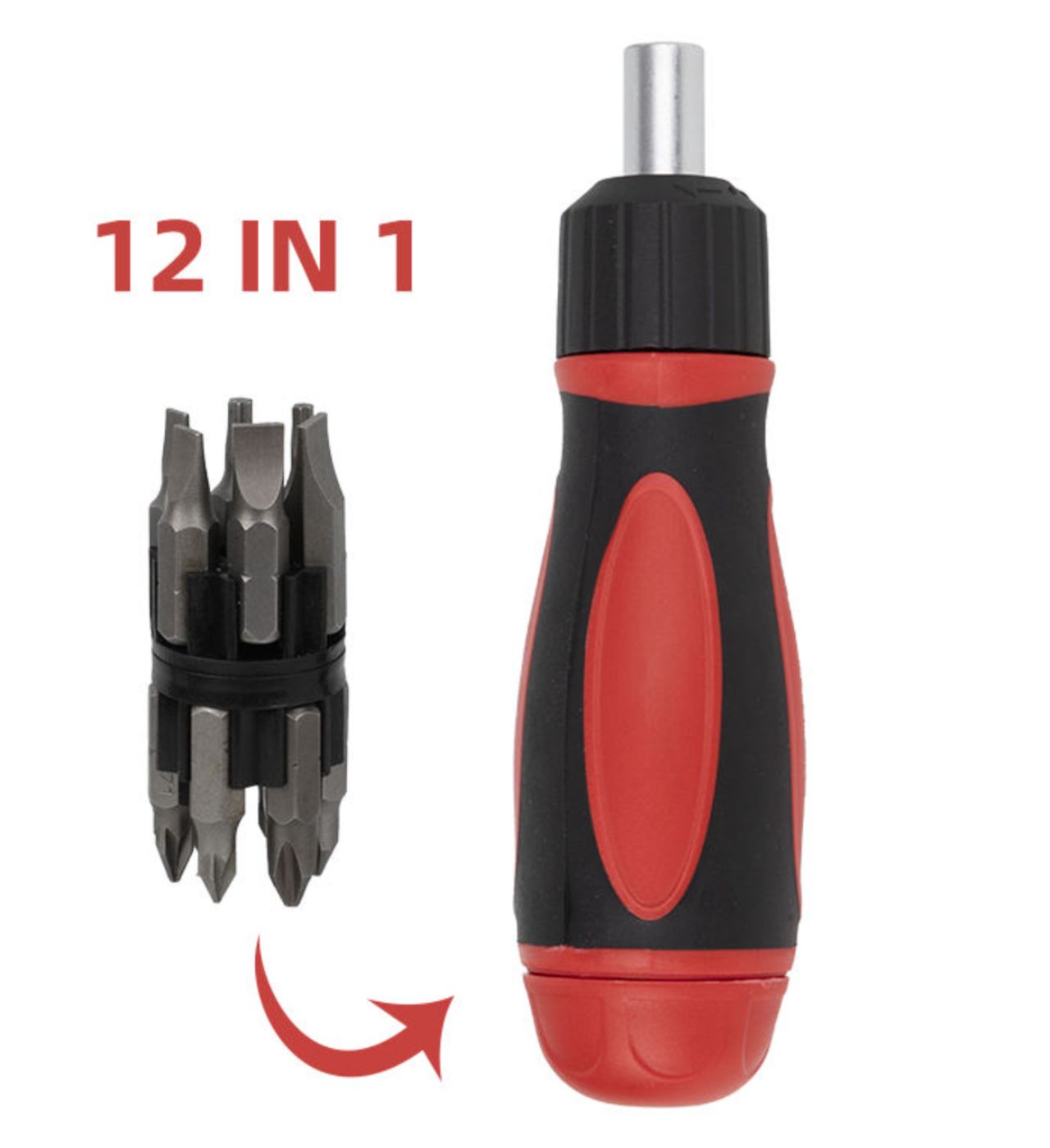 12 in 1 Chrome Finish Ratchet Handle Screwdriver Set