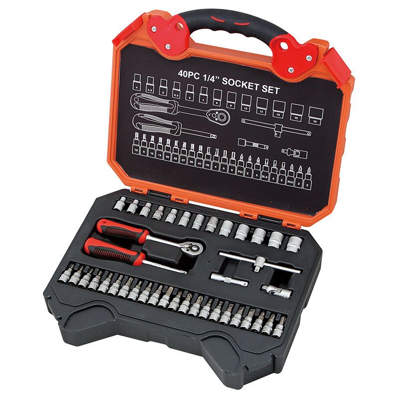 40PC 1/4-Inch CRV STEEL Car Repair Tools Box Ratchet Socket Wrench Set