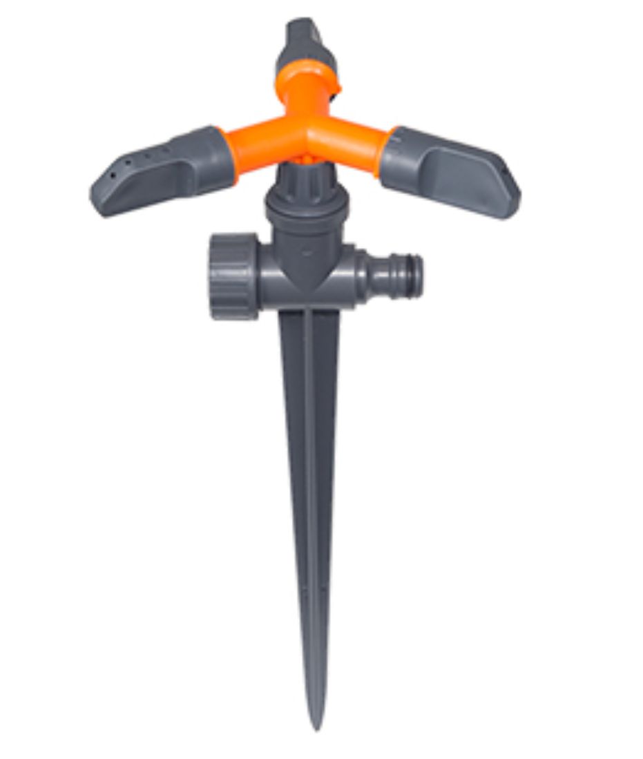 Three arm sprinkler with plastic spike
