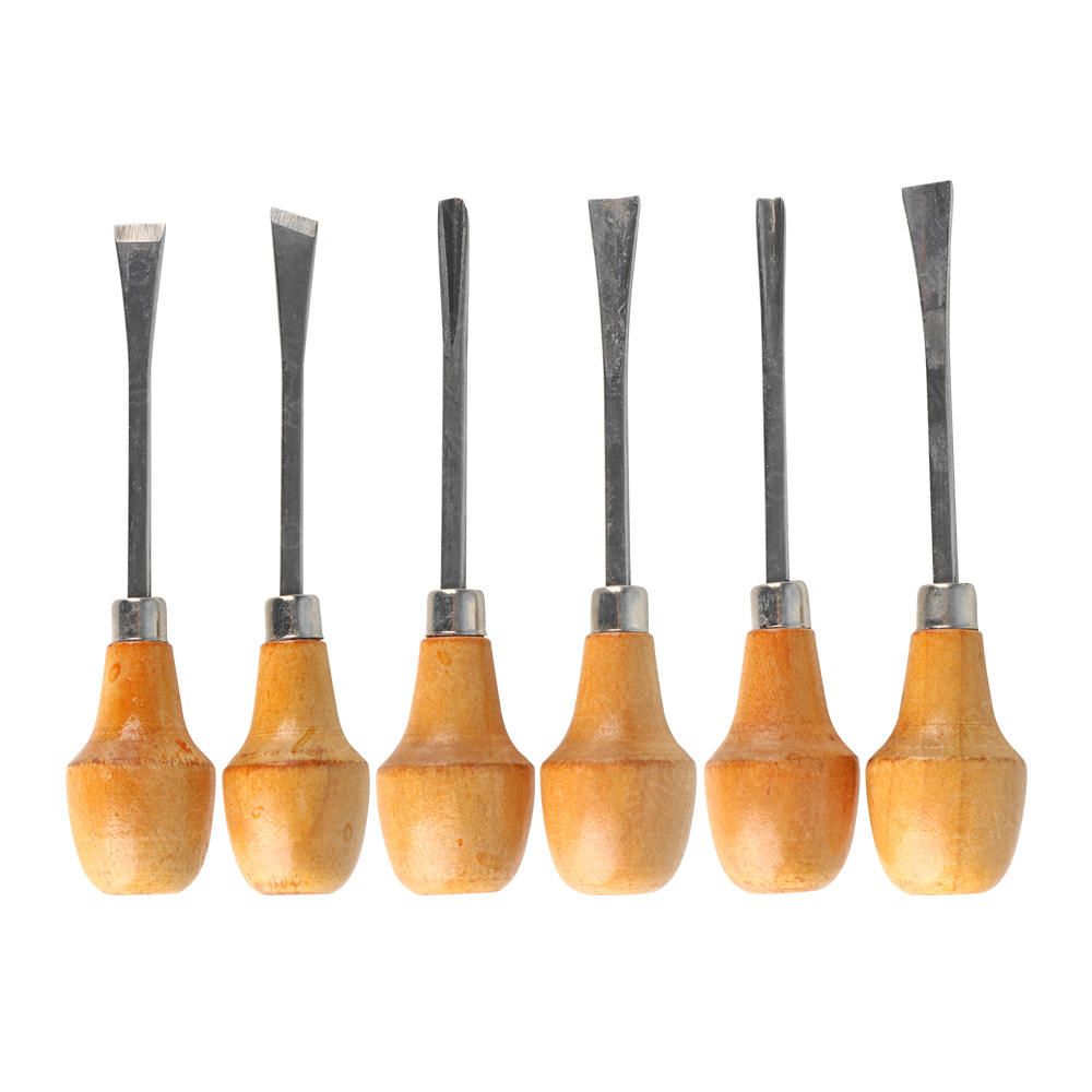 6pcs Wooden Handle Wood Carving Chisel Set for Sculpture Tools Wooden Box