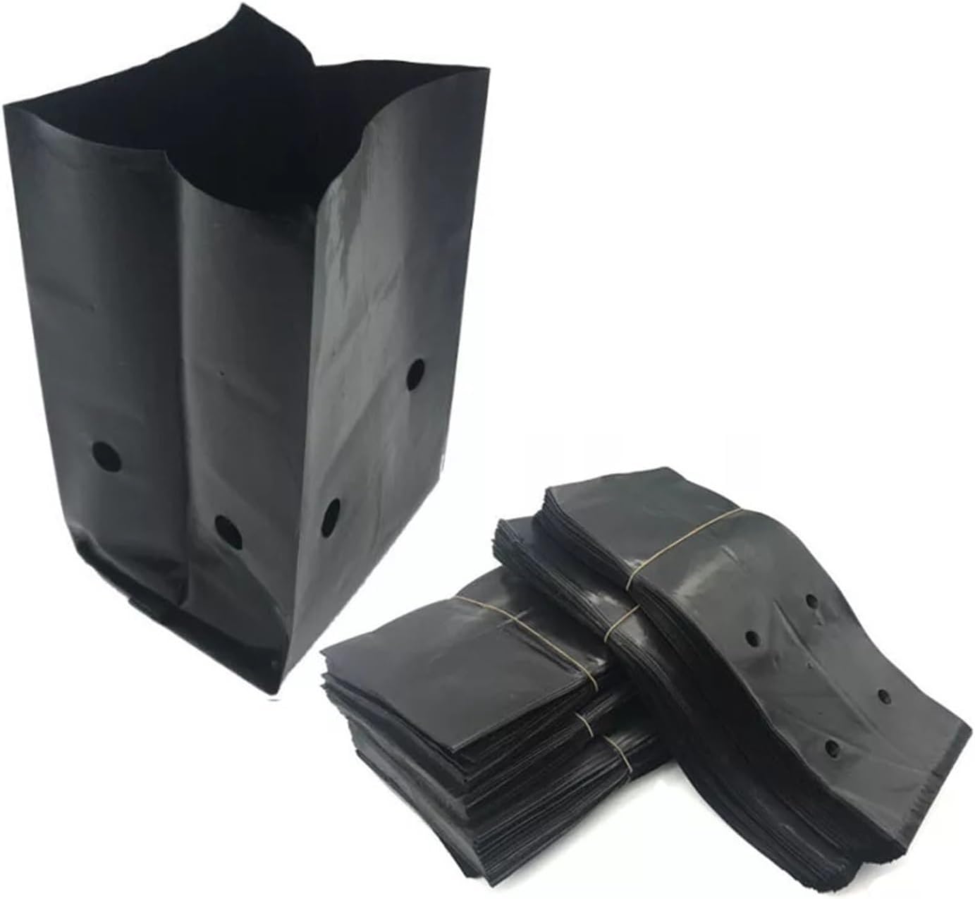 Black Plastic Nursery Bags Plant Grow Bags Seedling Pots Sapling Cultivation Bag with Holes for Garden Supplies