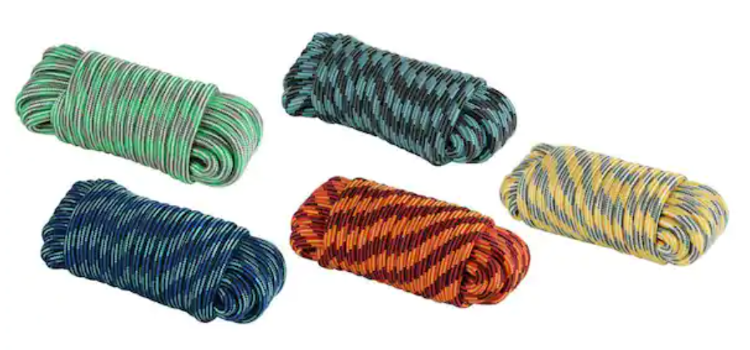 Assorted Color Heavy-Duty Diamond Braid Polypropylene Rope