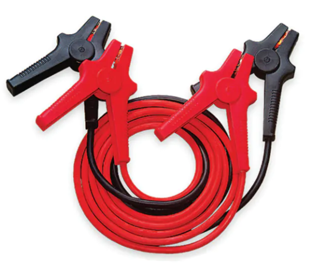 Automotive 16 mm² jumper cable, GS certified, copper clad aluminum conductors, red and black double parallel wires, plastic clips, copper plated headers.