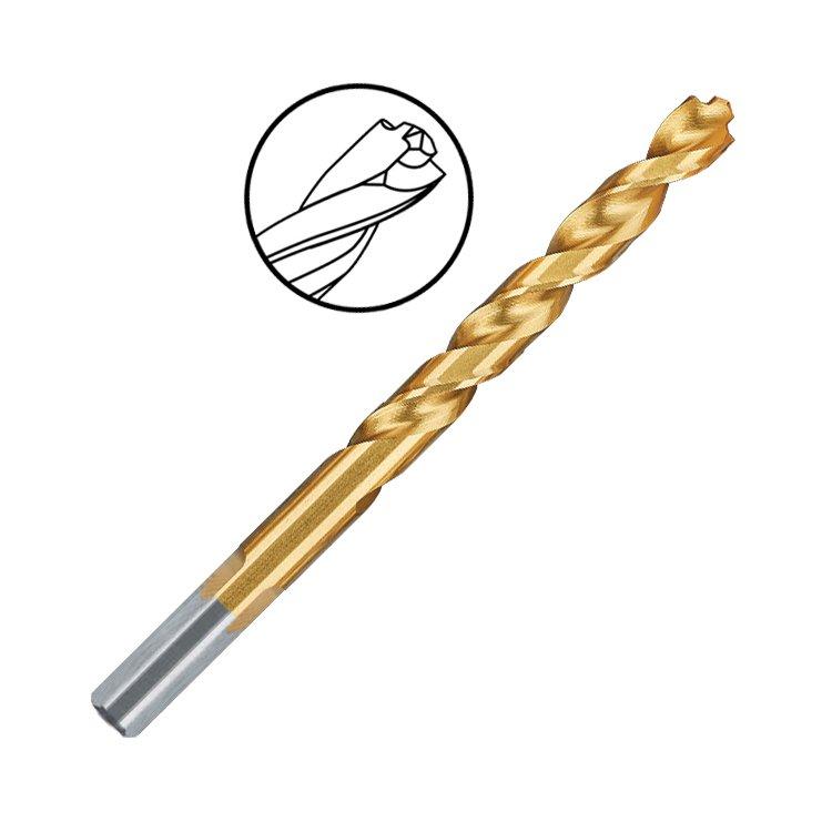 Three-Flats Shank Titanium Parabolic Flute Heavy Duty HSS Pilot Point Tip Drill Bit