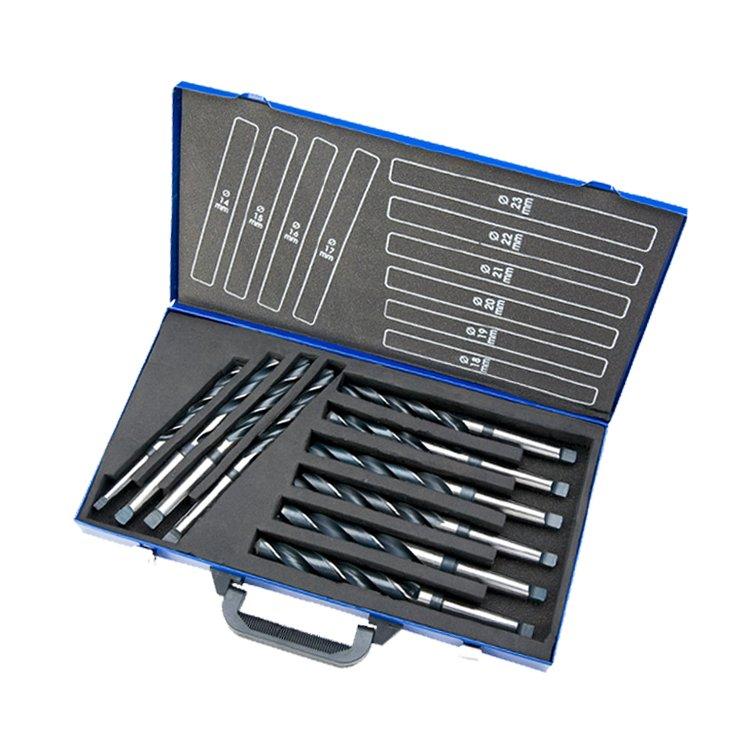 10 Pcs HSS Black Oxide DIN345 Taper Shank Drill Bits Set