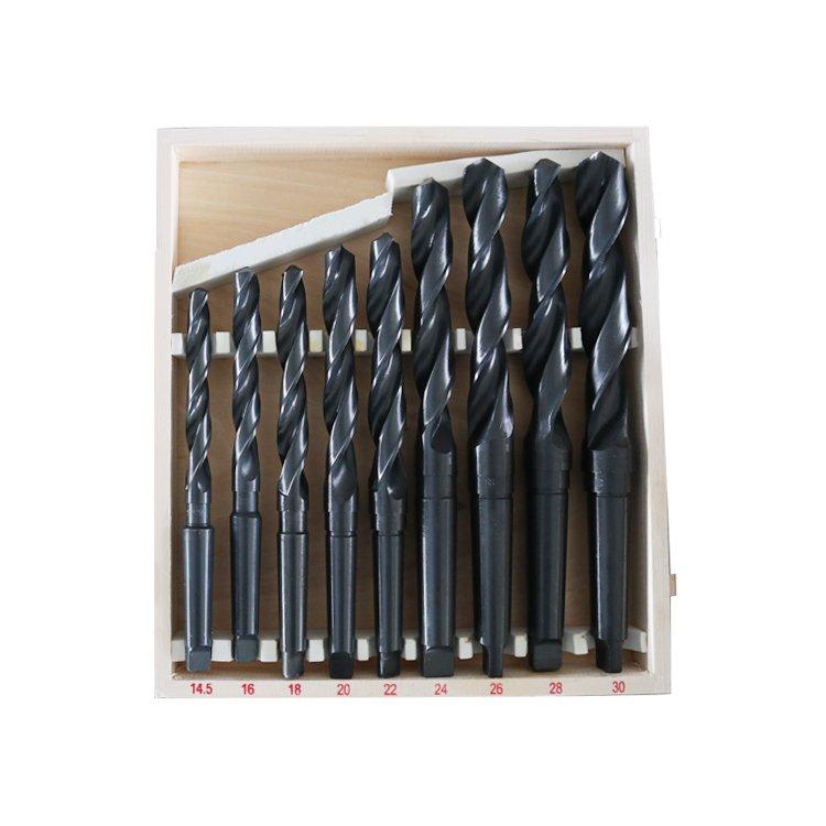 9 PCS DIN345 Roll Forged HSS Morse Taper Shank Drill Bits Set with Box