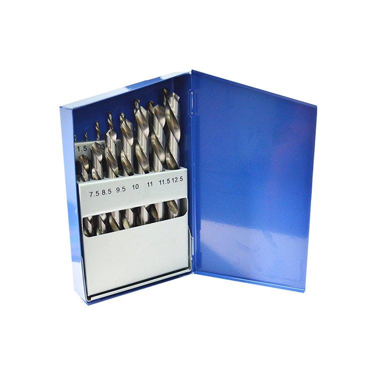 15Pcs Straight Shank HSS Left Hand Drill Bit in Metal Box
