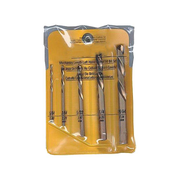 5Pcs Straight Shank HSS Cobalt Left Hand Twist Drill Bit