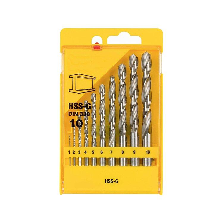 10Pcs Metric DIN338 Fully Ground HSS Twist Drill Bit Set