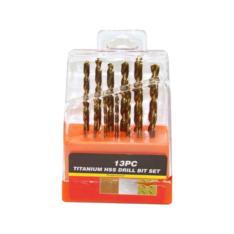 13 Pcs Inch Polished Titanium HSS Drill Bit Set