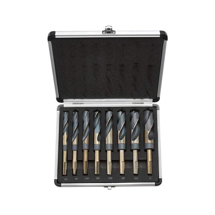8Pcs Large Size Inch 1/2ï¼ Silver and Deming HSS Reduced Shank Drill Bit Set
