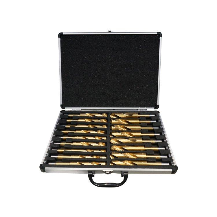 17Pcs Large Size Inch Titanium Silver and Deming Reduced Shank HSS Drill Bit Set