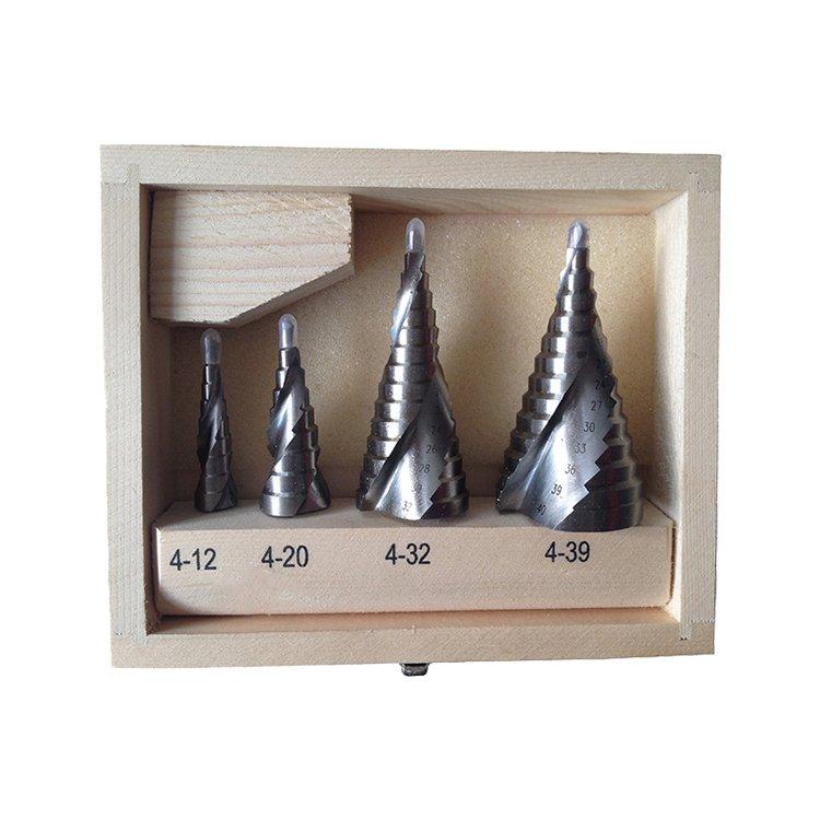 4Pcs Metric Three Flats Shank Spiral Flute Bright Step Drill Bit Set