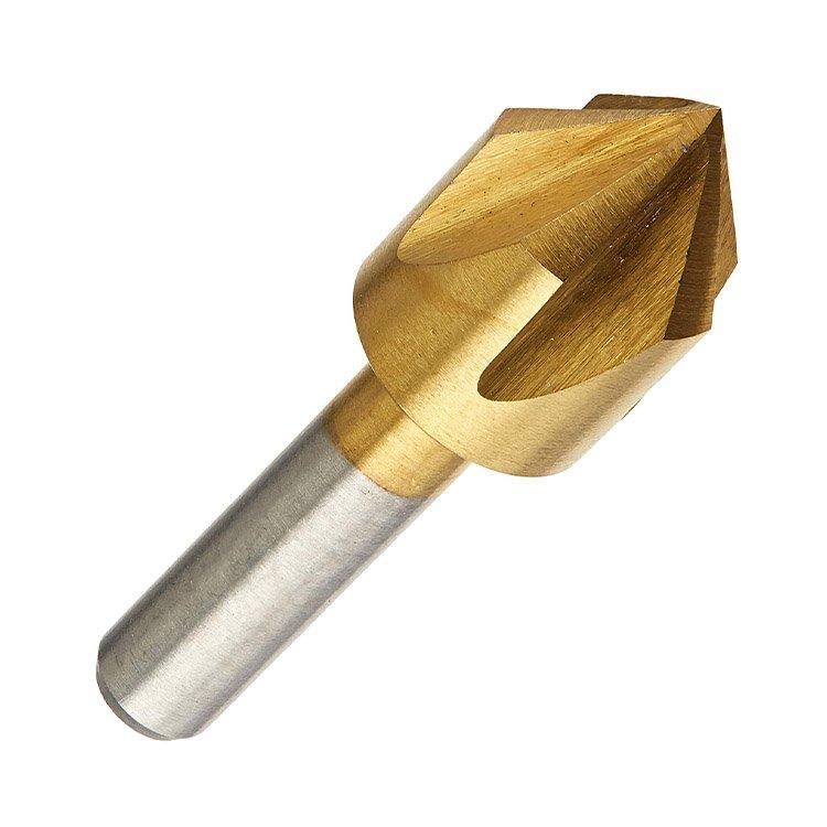 Titanium-Coated Cylindrica Shank 90 Degree 5 Flute HSS Countersink Drill Bit