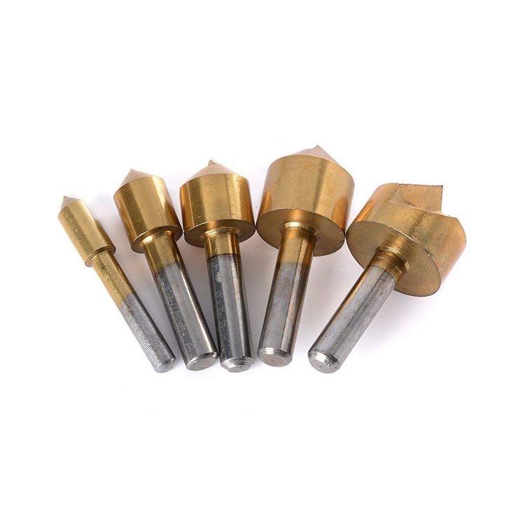 5Pcs Cylindrical Shank Single Flute HSS Countersink Deburring Bit Set