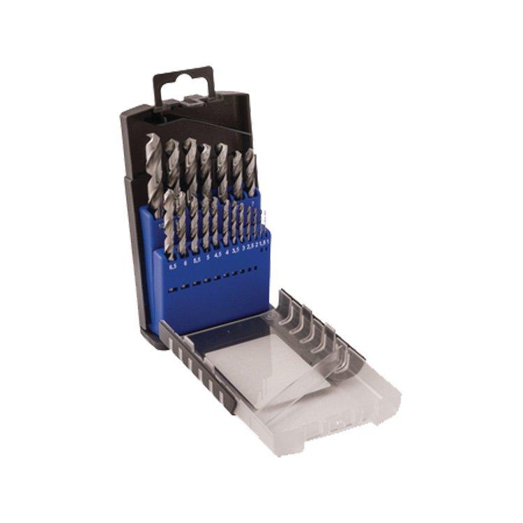 19 Pcs Metric Bright Finish Fully Ground HSS Twist Drill Bits Set in Plastic Box
