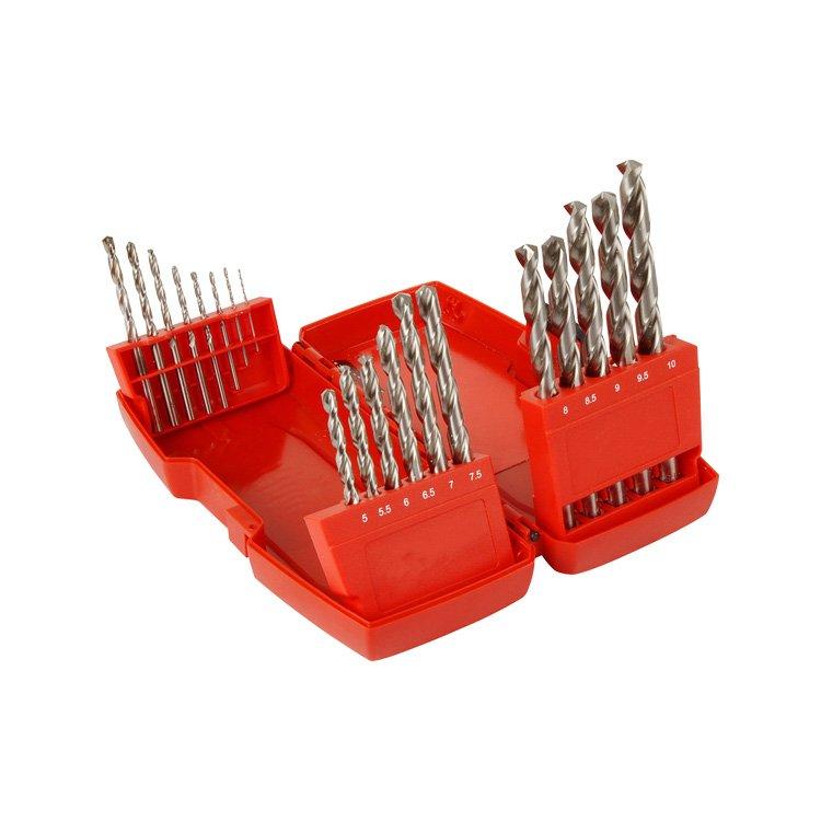 19 Pcs Metric DIN338 Fully Ground HSS Drill Bits Set for Metal Steel Aluminium Drilling in Plastic Bo