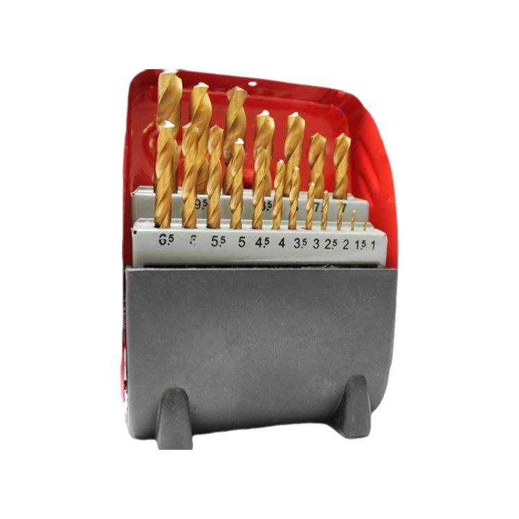 19 Pcs Metric DIN338 Titanium HSS Twist Drill Bit Set in Plastic Box