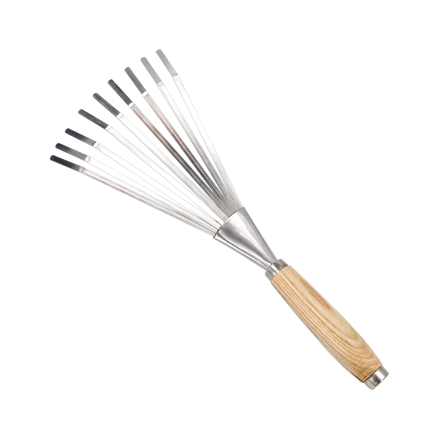 Hand fan rake
Stainless steel head
Wooden handle
