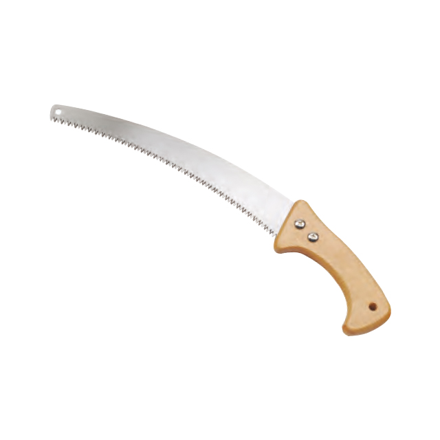 Hand saw.
Carbon steel blade,heat-treated.
Wooden handle.