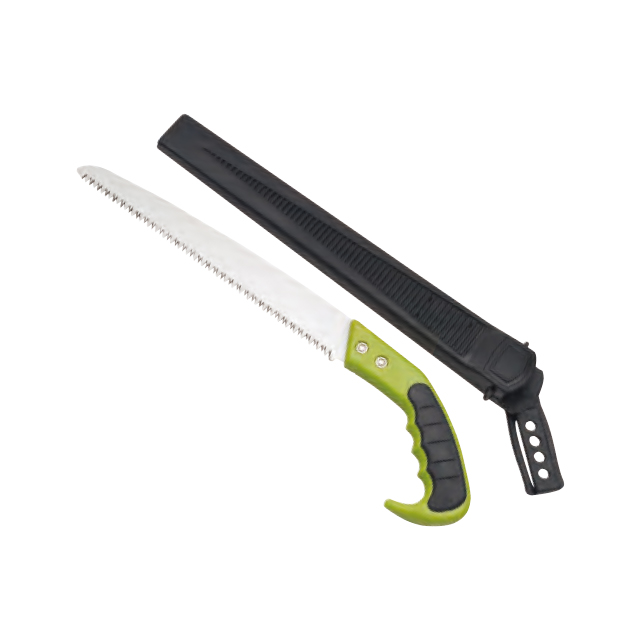 Hand saw.
Carbon steel blade,heat-trated.
ABS+TPR grip with blade sheath.