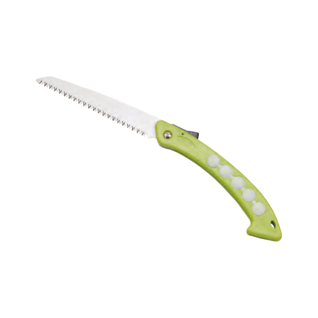 Folding saw.
Durable high carbon steel blade.
PP grip with locker buttom.