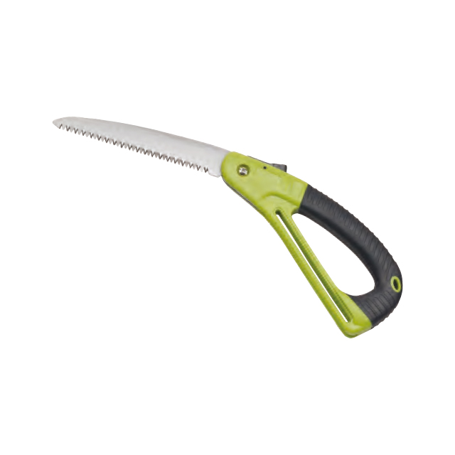 Folding saw.
Carbon steel blade,heat-treated.
PP grip.