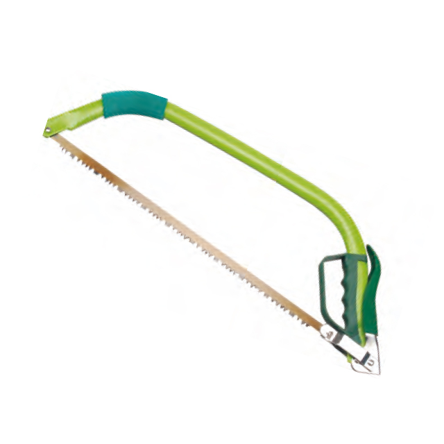 Bow saw.
Durable high carbon steel blade.
Plastic grip.
