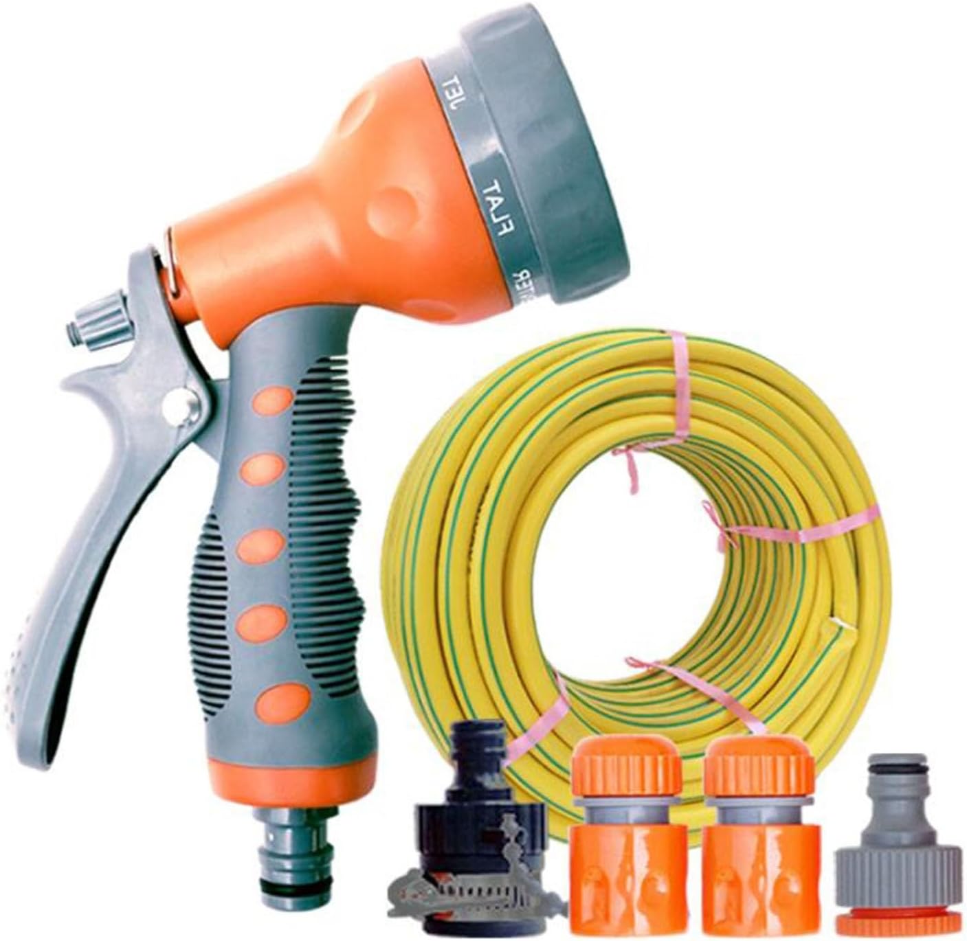 Garden Hose Pipe - Flexible Stainless Steel Water Hose with 7 Function Spray Nozzle, 12mm Hose Pipe Reel Fittings