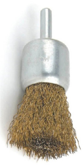 crimped brass wire end brush with shank