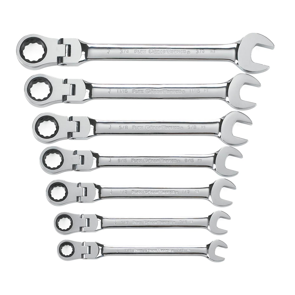 Ratcheting Combination Wrench Set 7pcs 3/8"  7/16"  1/2"  9/16"  5/8"  11/16"  3/4"